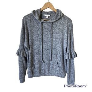 Lauren Conrad So Soft Hooded Ruffle Lightweight Sweater Women’s Oversized Small